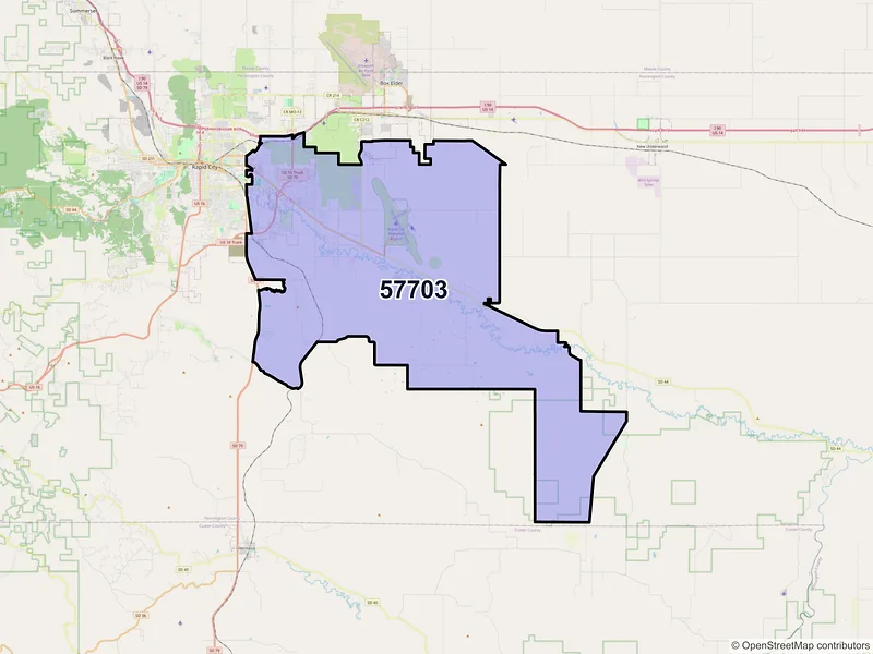 Map of ZIP Code 57703 — Rapid City, SD