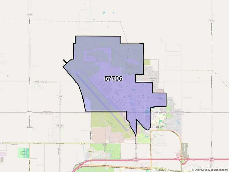Map of ZIP Code 57706 — Ellsworth AFB, SD