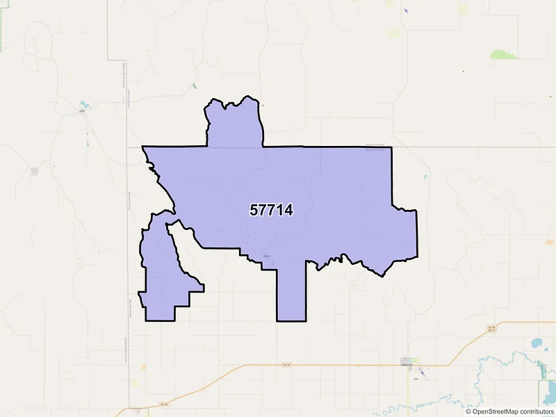 Map of ZIP Code 57714 — Allen, SD