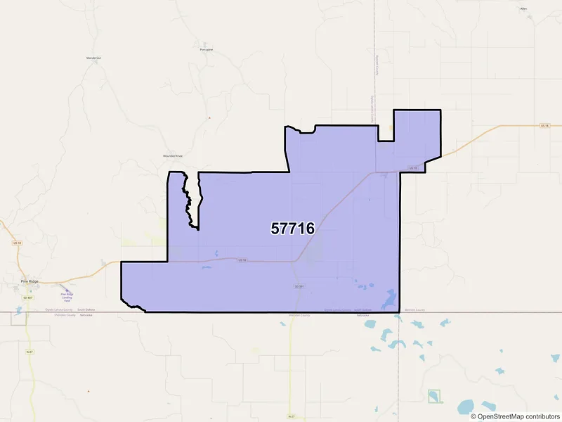 Map of ZIP Code 57716 — Batesland, SD