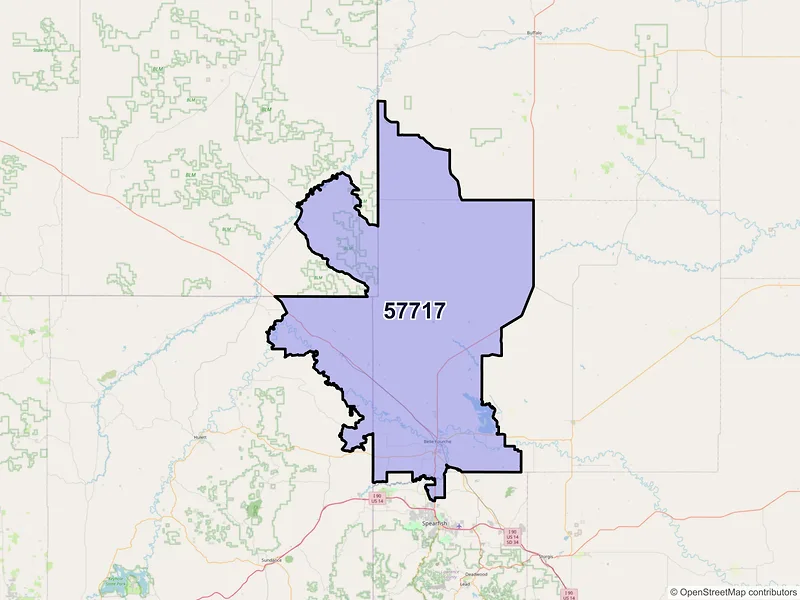 Map of ZIP Code 57717 — Belle Fourche, SD