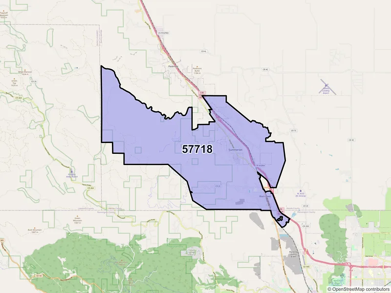 Map of ZIP Code 57718 — Black Hawk, SD