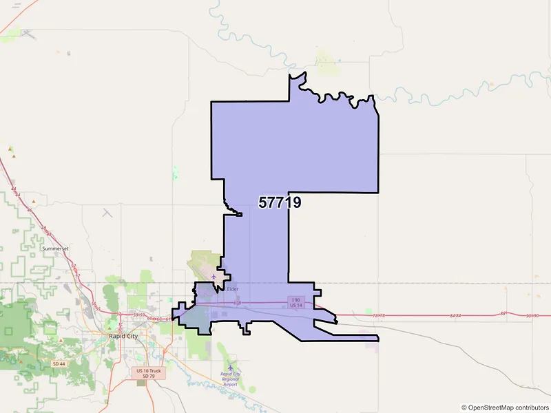 Map of ZIP Code 57719 — Box Elder, SD