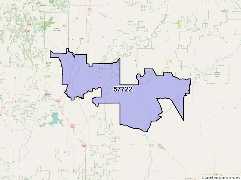 Map of ZIP Code 57722 — Buffalo Gap, SD