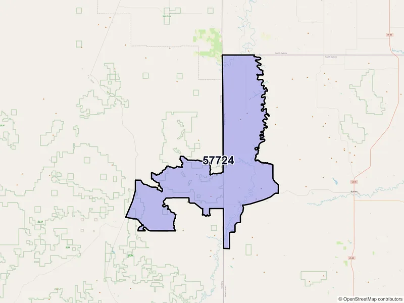 Map of ZIP Code 57724 — Camp Crook, SD