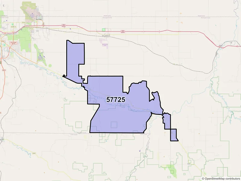 Map of ZIP Code 57725 — Caputa, SD