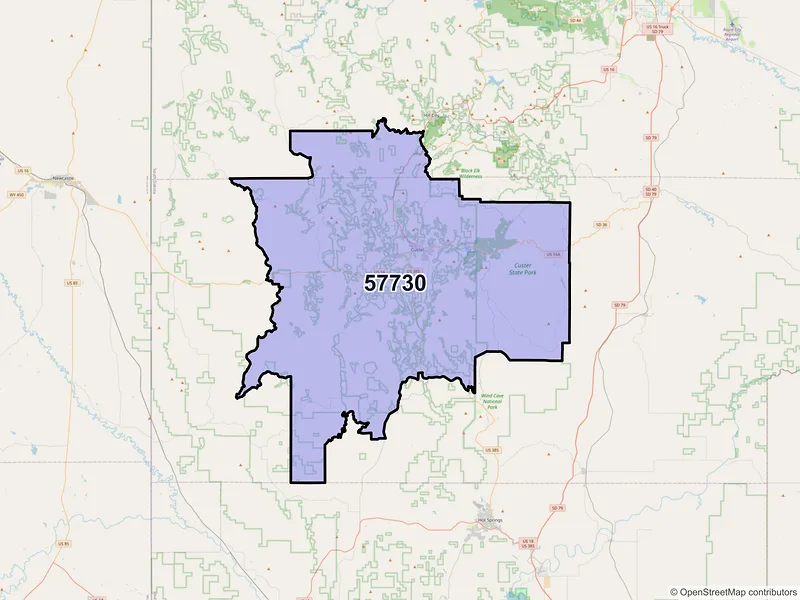 Map of ZIP Code 57730 — Custer, SD