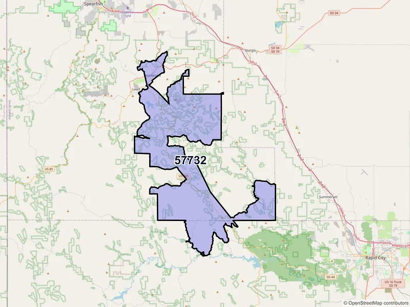 Map of ZIP Code 57732 — Deadwood, SD
