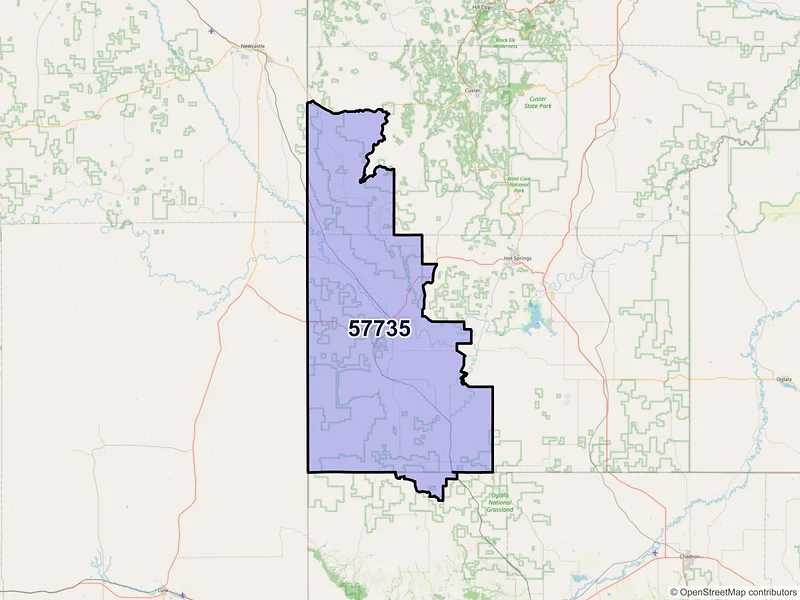 Map of ZIP Code 57735 — Edgemont, SD