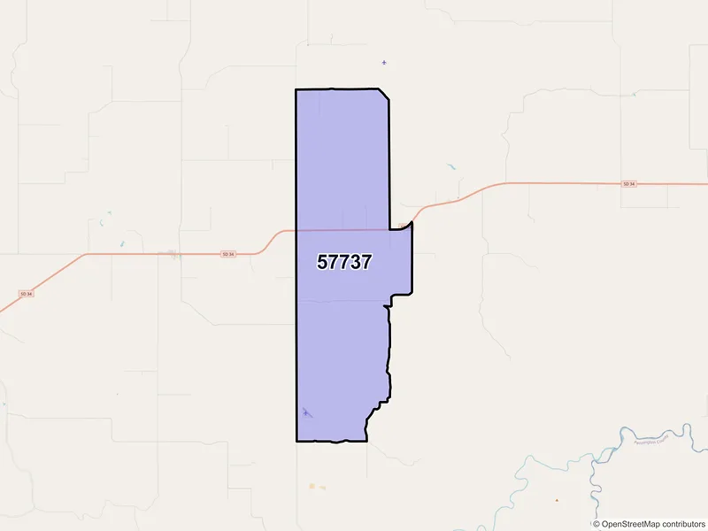 Map of ZIP Code 57737 — Enning, SD