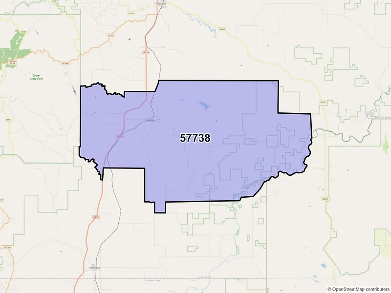 Map of ZIP Code 57738 — Fairburn, SD