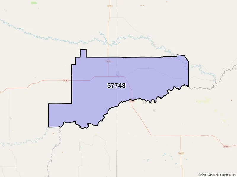 Map of ZIP Code 57748 — Howes, SD