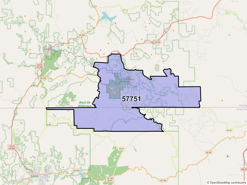 Map of ZIP Code 57751 — Keystone, SD