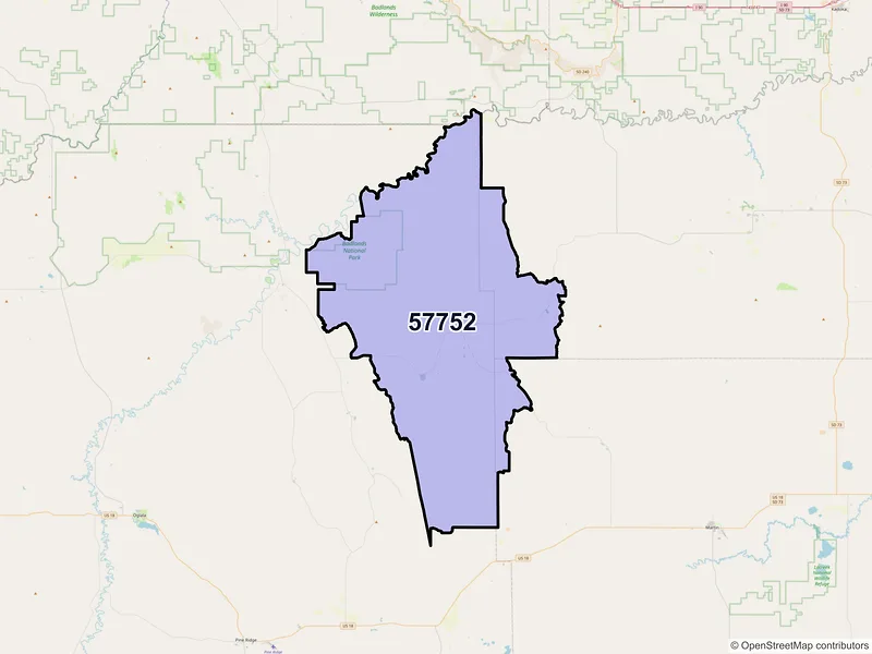 Map of ZIP Code 57752 — Kyle, SD