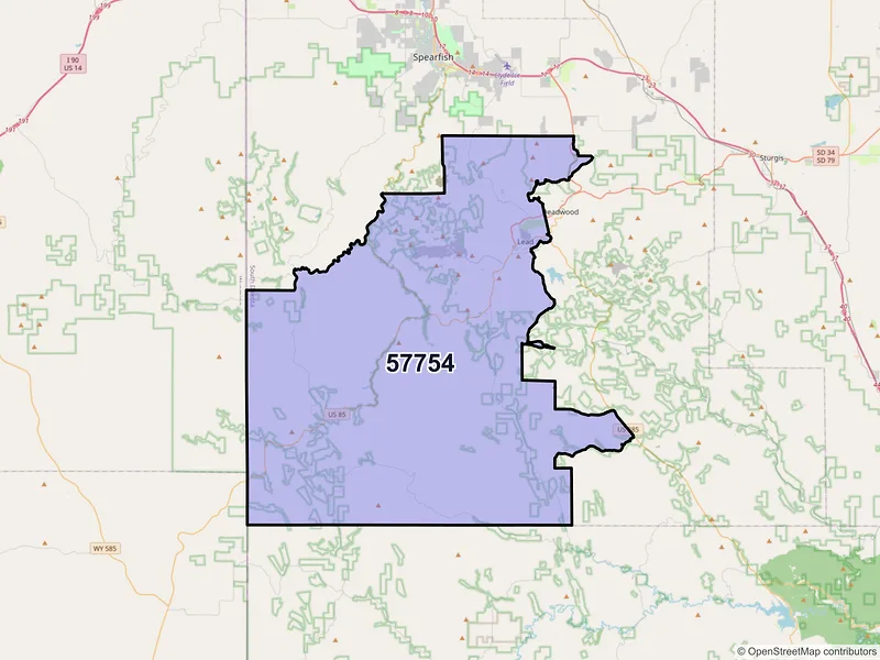Map of ZIP Code 57754 — Lead, SD