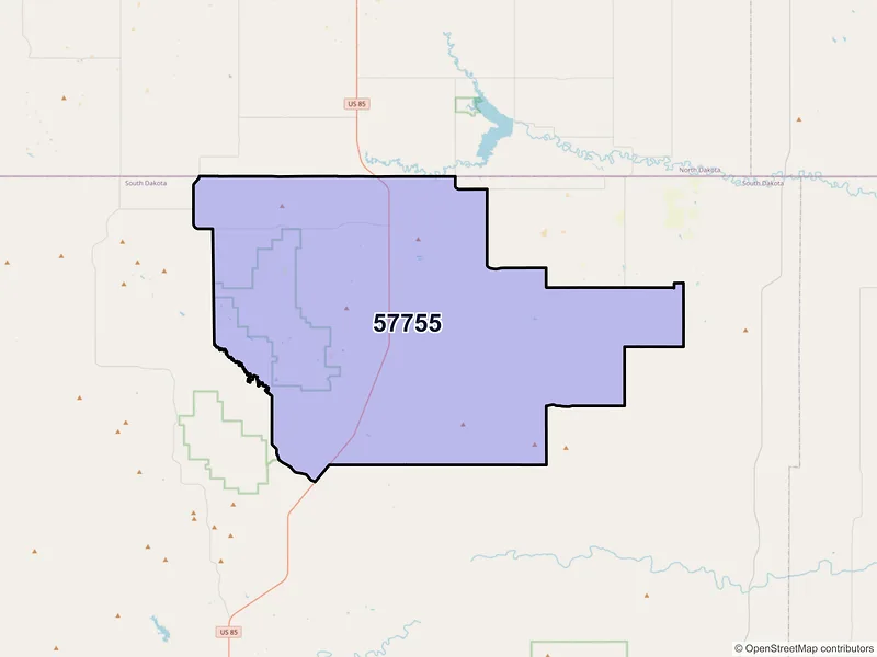 Map of ZIP Code 57755 — Ludlow, SD