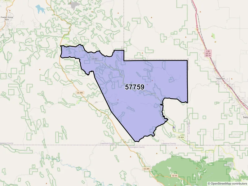 Map of ZIP Code 57759 — Nemo, SD