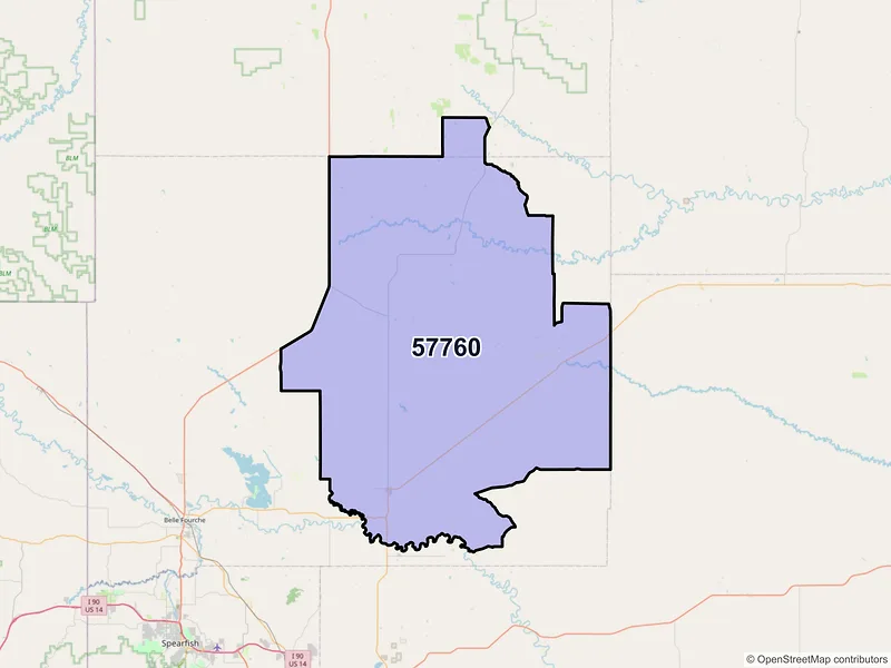 Map of ZIP Code 57760 — Newell, SD
