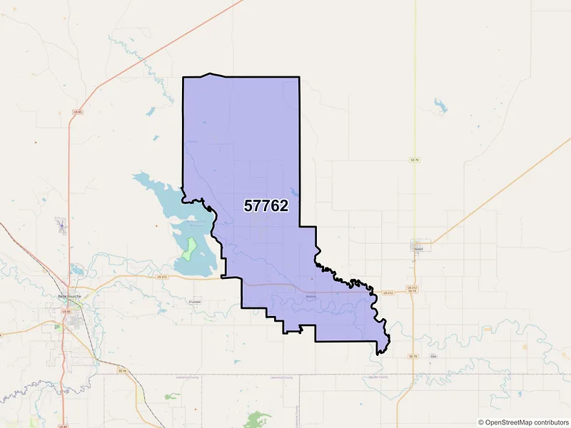 Map of ZIP Code 57762 — Nisland, SD