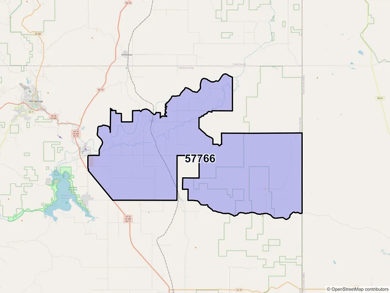 Map of ZIP Code 57766 — Oral, SD