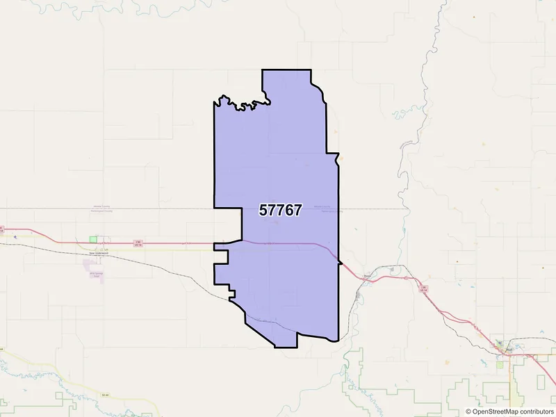 Map of ZIP Code 57767 — Owanka, SD