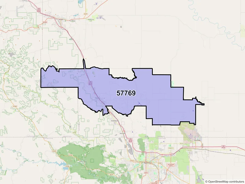 Map of ZIP Code 57769 — Piedmont, SD