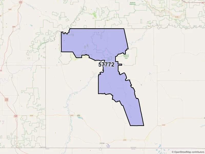 Map of ZIP Code 57772 — Porcupine, SD