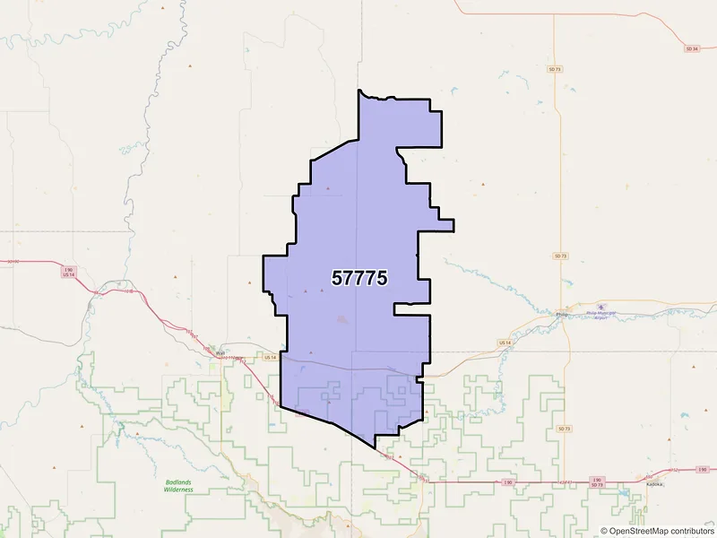 Map of ZIP Code 57775 — Quinn, SD