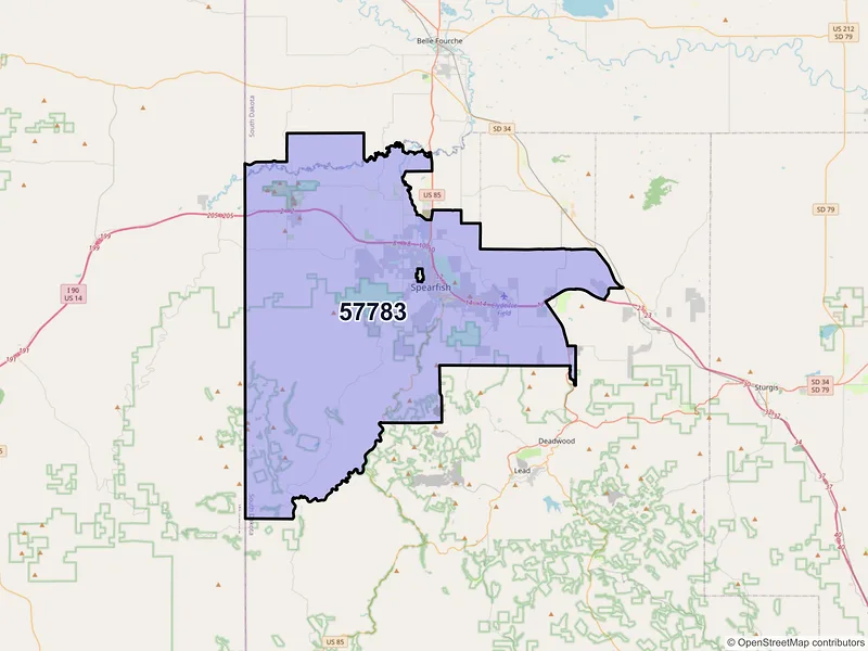 Map of ZIP Code 57783 — Spearfish, SD