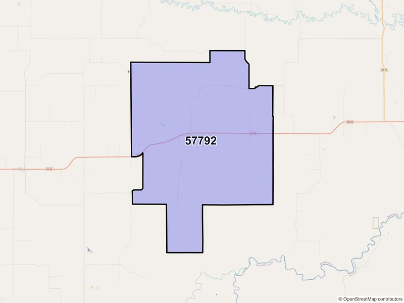 Map of ZIP Code 57792 — White Owl, SD