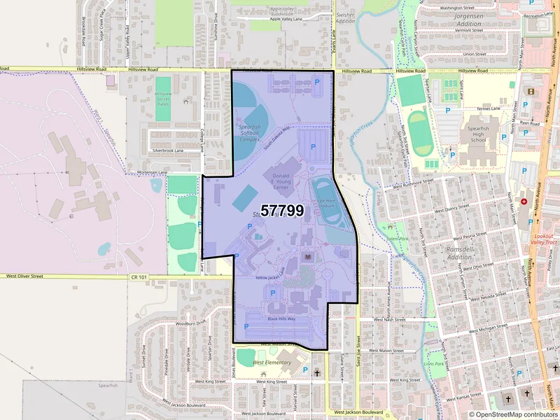 Map of ZIP Code 57799 — Spearfish, SD