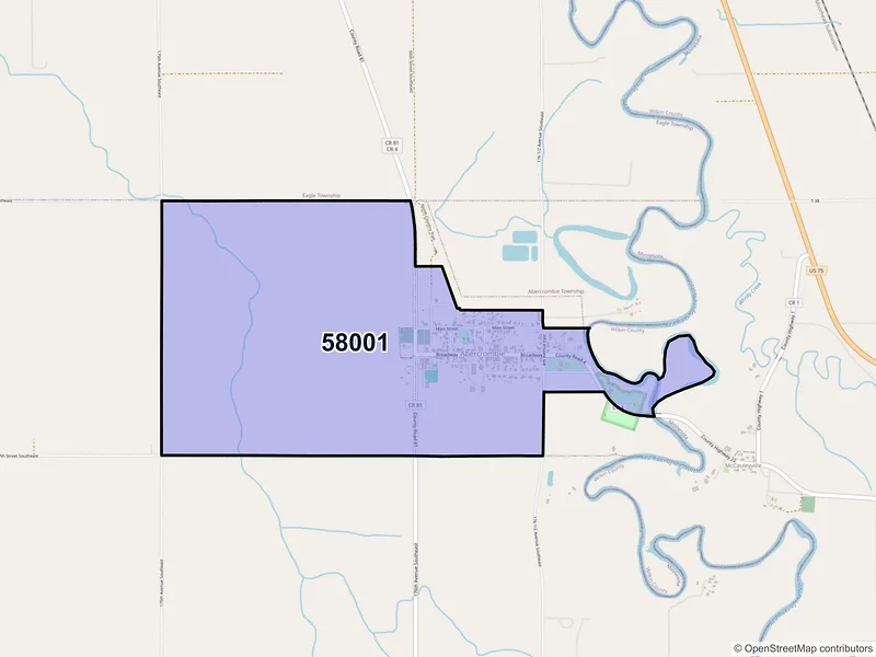 Map of Abercrombie, North Dakota and ZIP codes