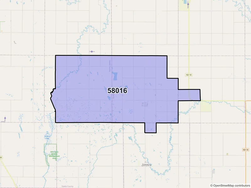 Map of ZIP Code 58016 — Clifford, ND