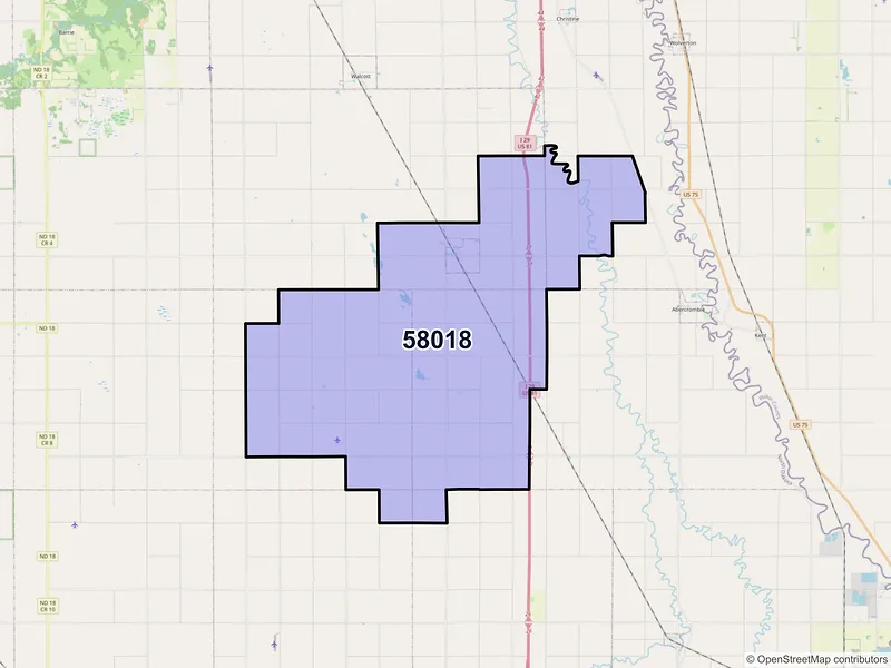 Map of ZIP Code 58018 — Colfax, ND