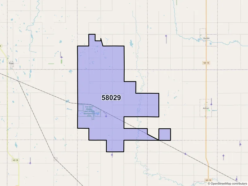 Map of ZIP Code 58029 — Erie, ND