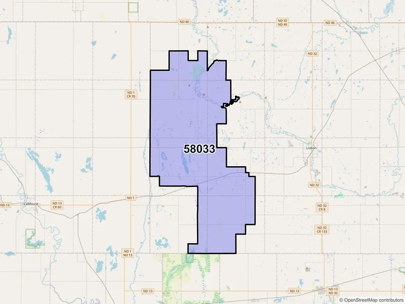 Map of Fort Ransom, North Dakota and ZIP codes