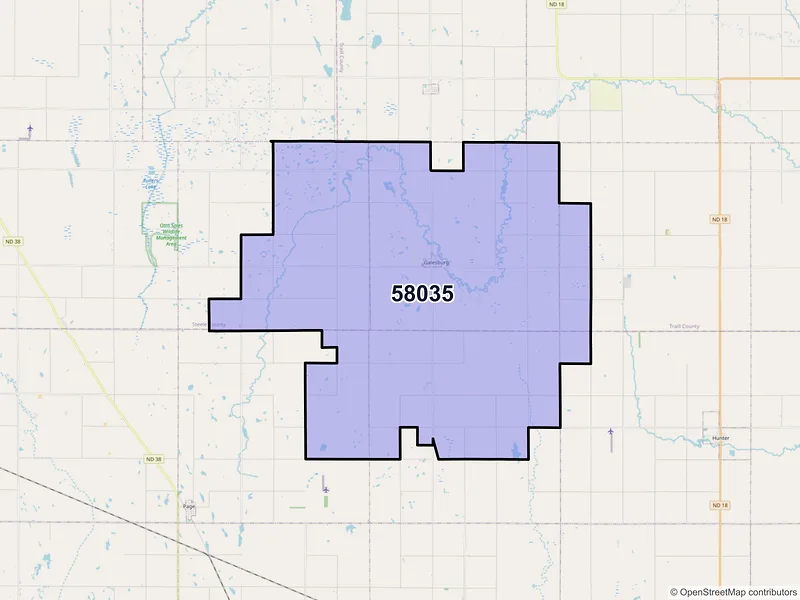 Map of ZIP Code 58035 — Galesburg, ND