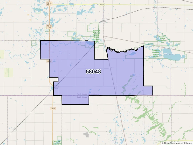 Map of Havana, North Dakota and ZIP codes
