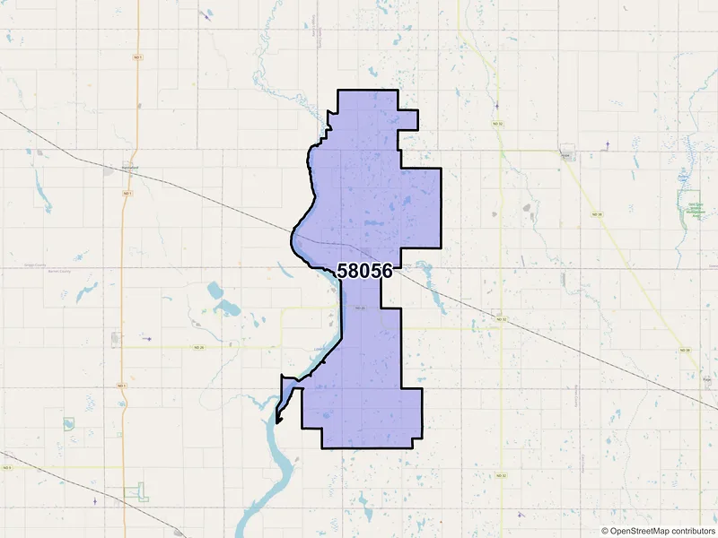 Map of ZIP Code 58056 — Luverne, ND