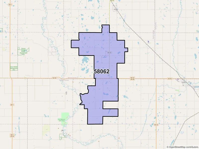 Map of Nome, North Dakota and ZIP codes