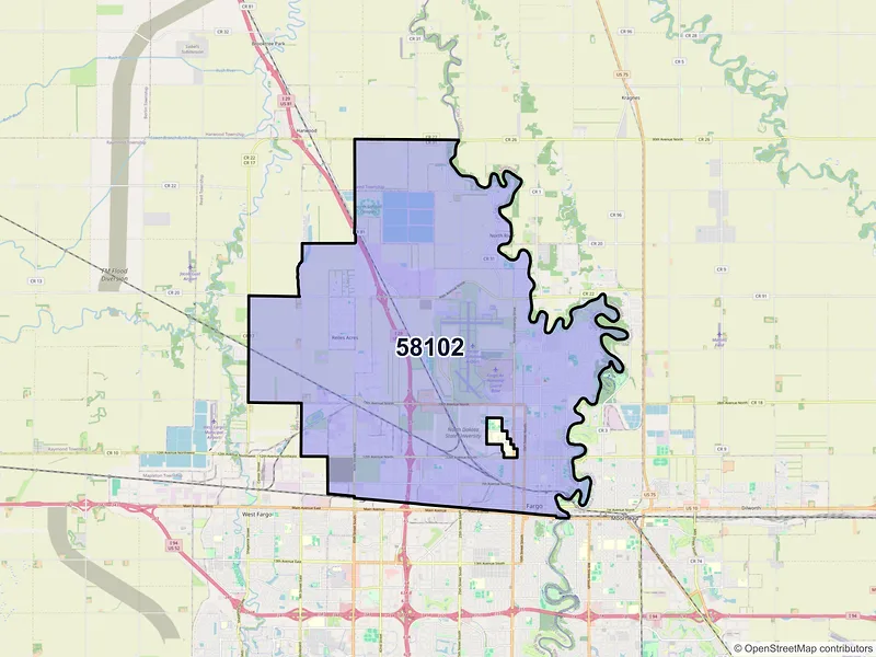 Map of ZIP Code 58102 — Fargo, ND