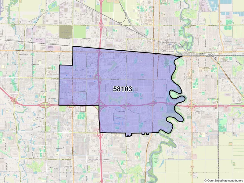 Map of ZIP Code 58103 — Fargo, ND