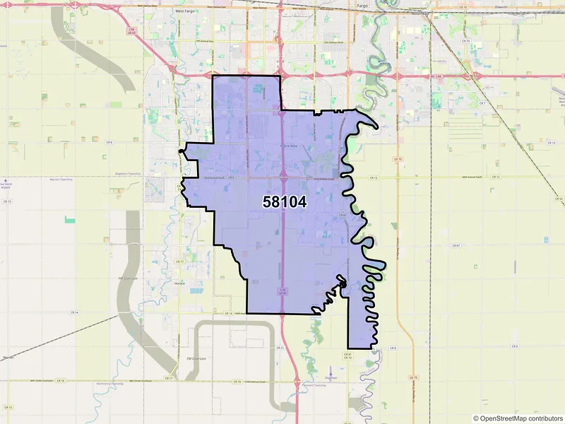 Map of ZIP Code 58104 — Fargo, ND