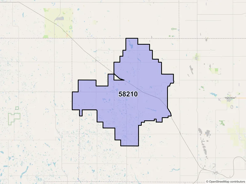 Map of Adams, North Dakota and ZIP codes