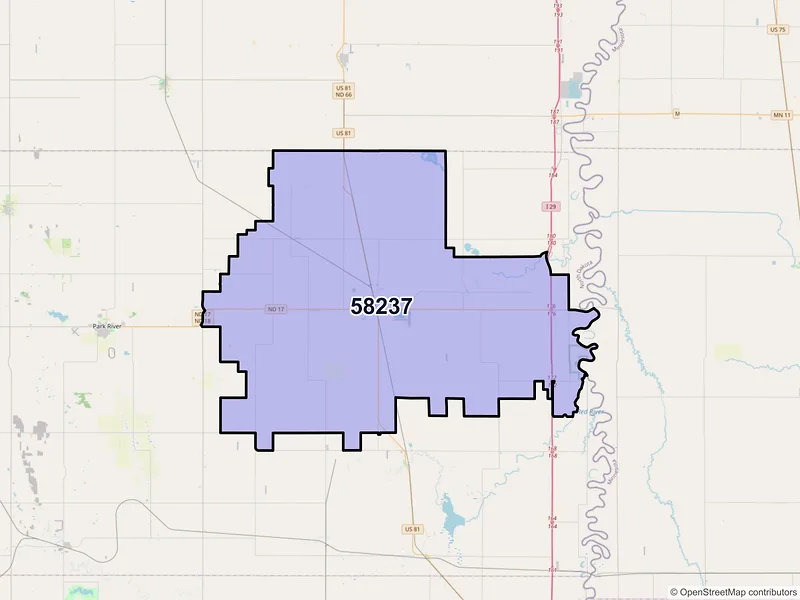 Map of Grafton, North Dakota and ZIP codes