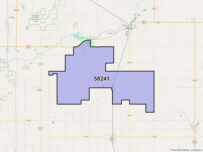 Map of ZIP Code 58241 — Hensel, ND