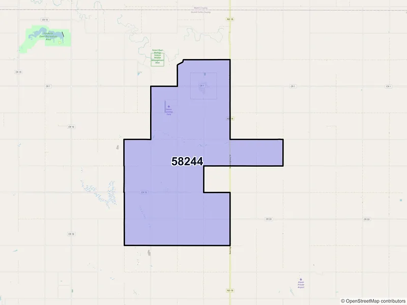 Map of ZIP Code 58244 — Inkster, ND