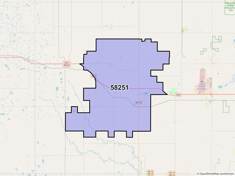 Map of Larimore, North Dakota and ZIP codes