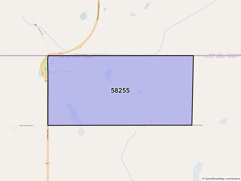 Map of ZIP Code 58255 — Maida, ND