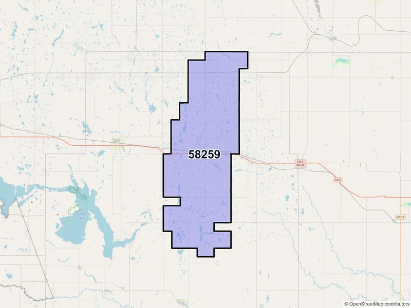 Map of Michigan, North Dakota and ZIP codes